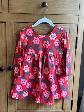 Hanna Andersson Red Dress with Pink Floral Print